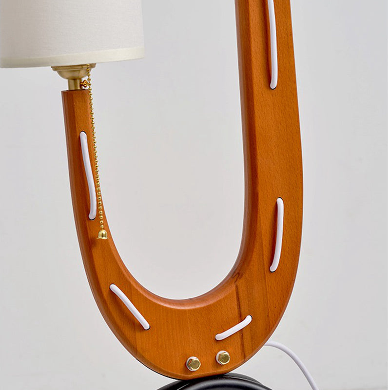 Double Fabric Lampshade Solid Wood Floor Lamp