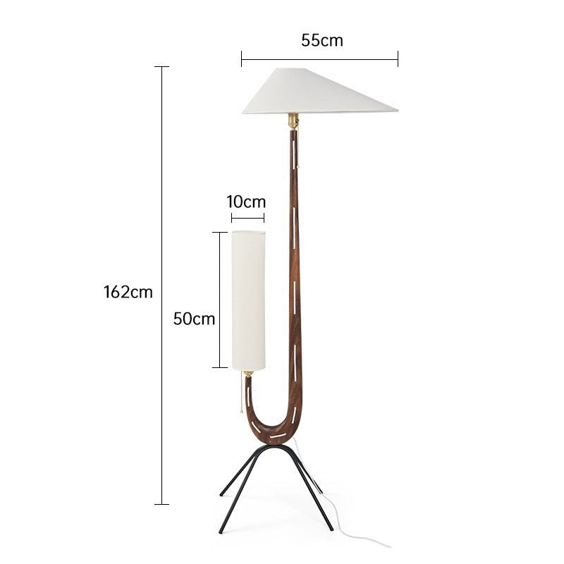 Solid Wood Floor Lamp with Fabric Lampshade Wood Table