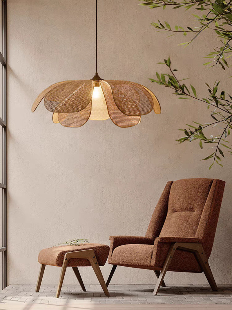 Rattan Flower Pendant Light Rattan Weaving Ceiling lights Pendant Light Living Room Dining Room Home Decor