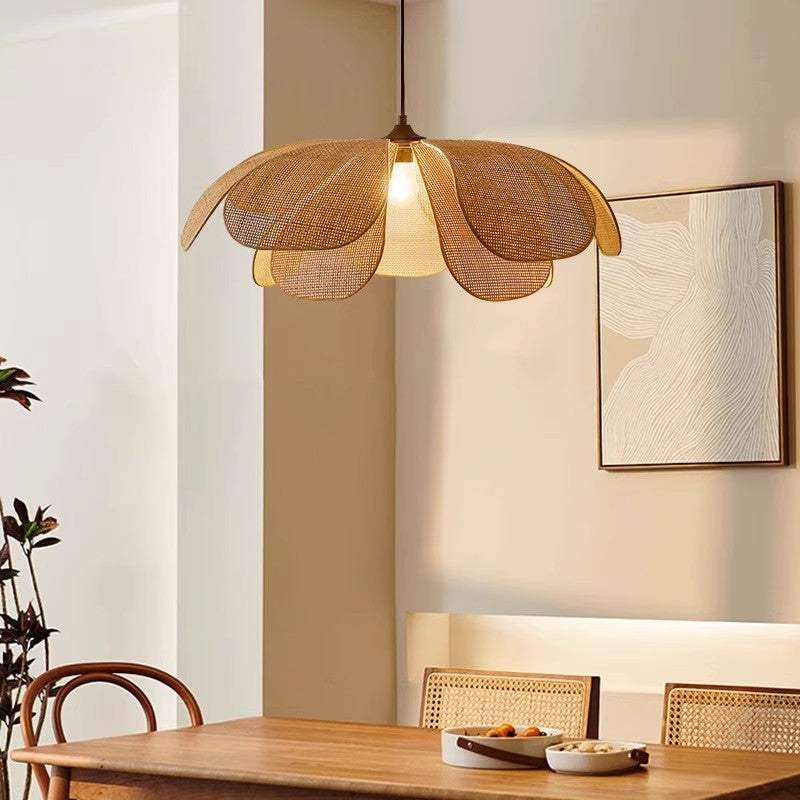 Rattan Flower Pendant Light Rattan Weaving Ceiling lights Pendant Light Living Room Dining Room Home Decor