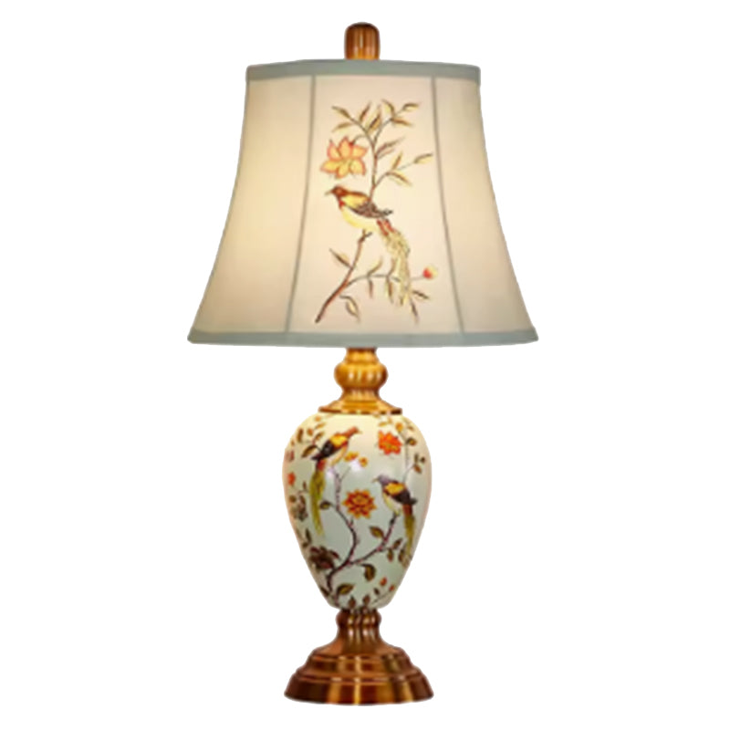 Country Flower&Bird Ceramic Desk Lamp Bedroom Living Room Sofa Lamp Pastoral Retro Bedside Lamp