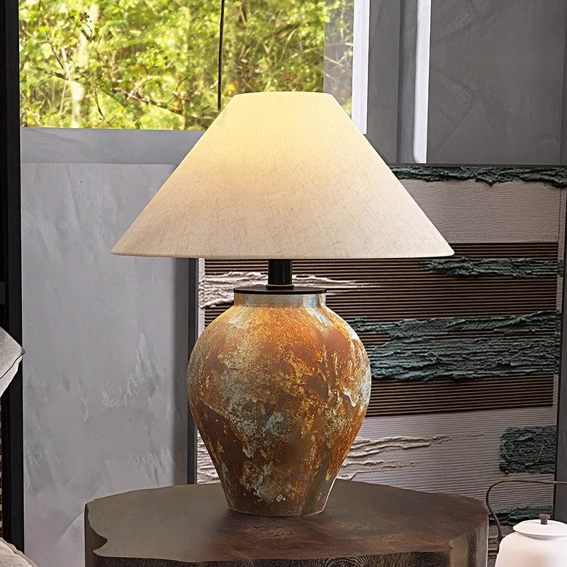 Oversized Ceramic Table Lamp Wabi Sabi Style Decorative Desk Lamp Bedroom Bedside Lamp