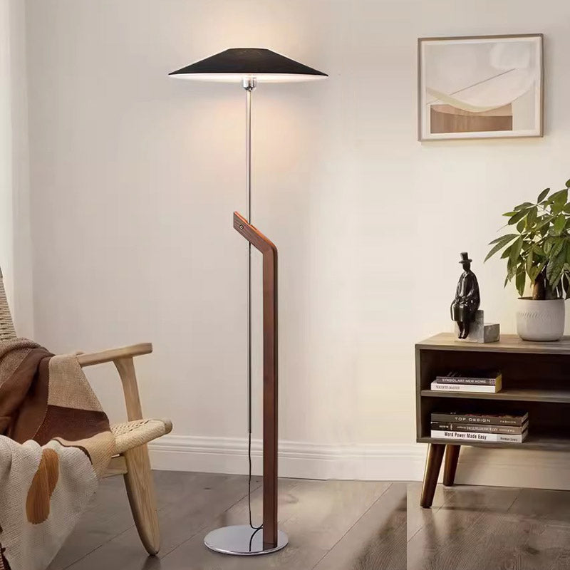 Designer 43"-78" Art Adjustable Wood Floor Lamp With Fabric Lampshade