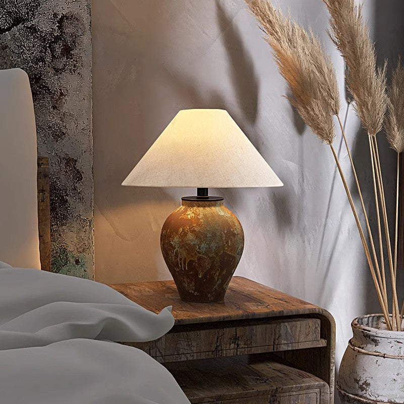 Oversized Ceramic Table Lamp Wabi Sabi Style Decorative Desk Lamp Bedroom Bedside Lamp