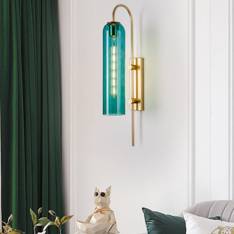 Mid Century Wall Sconces With Long Tube Glass Shade Vanity Light Fixture For Bedroom Bedside Bathroom