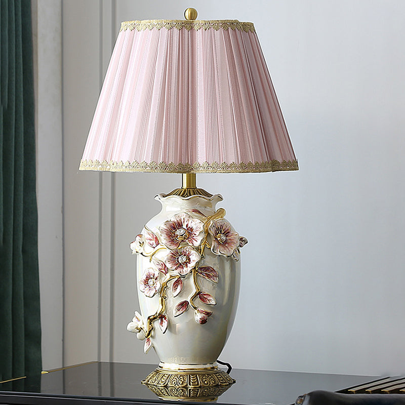26'' 3D Exquisite Flower Ceramic Desk Lamp Ambience Romantic Lamp Hand Made Patient for Bedroom
