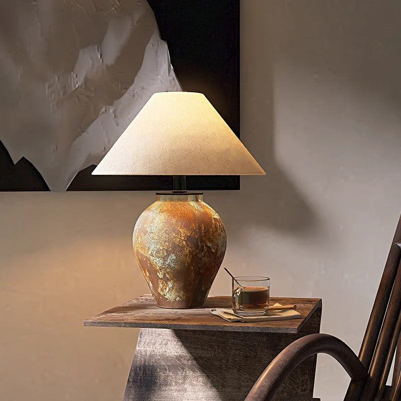 Oversized Ceramic Table Lamp Wabi Sabi Style Decorative Desk Lamp Bedroom Bedside Lamp