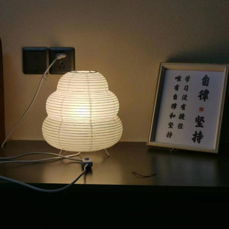 Lantern LED Table Lamp Rice Paper Bedside Study Table Lamp Handmade Desktop Decorative Lantern Light for Living Room Bedroom