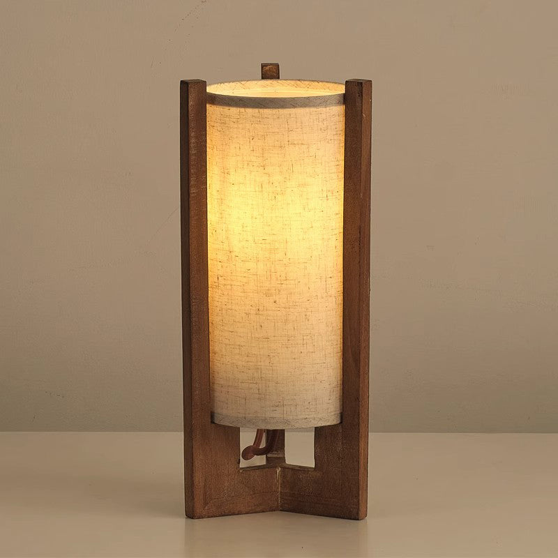 Wooden Desk Lamp Bedside Lamp Night Light Eye Protection Table Light With Cylinder Lamp Shade Home Decor