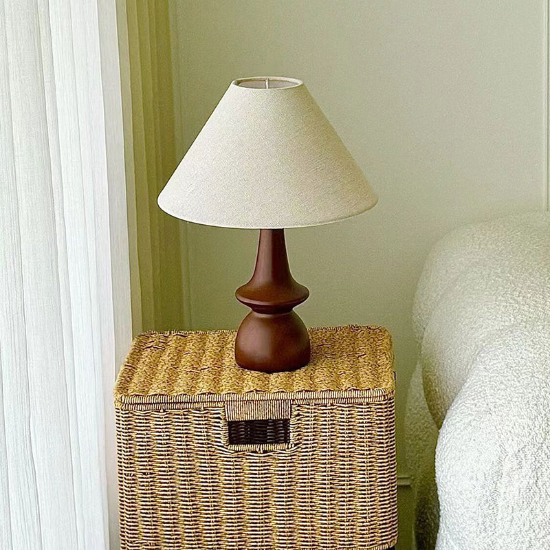 Solid Wood Retro Creative Table Lamp Bed Breakfast Bedroom Decoration Chinese Style French American Romanti