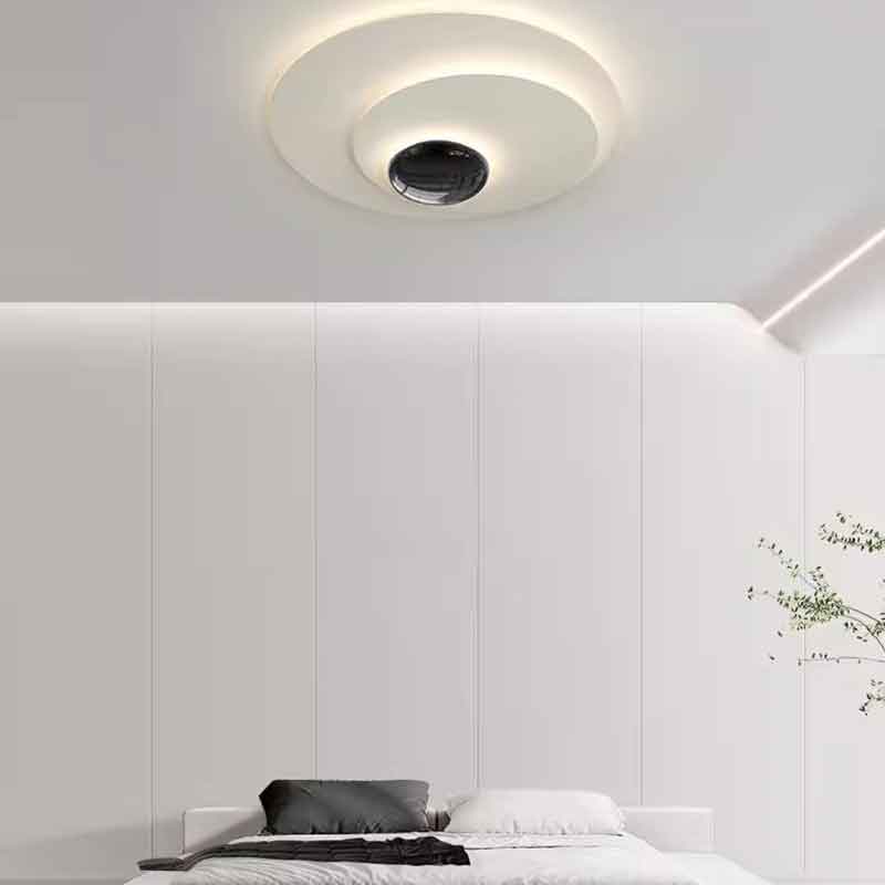 Designer Creative Round Metal Flush Mount LED Ceiling Light with Remote Control Dimmable