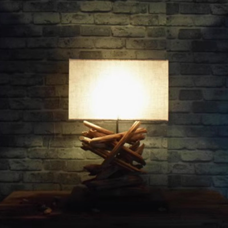 Modern Creative Solid Wood Table Lamp Fabric Lampshade Lights for Living Room Bedroom Bedside Hotel
