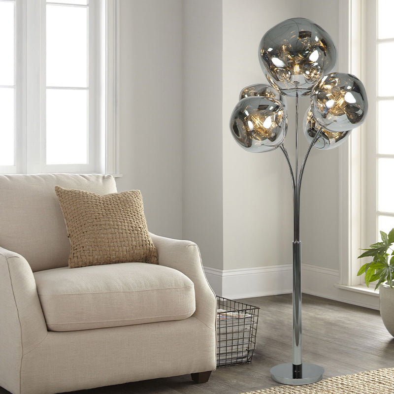 Classic 70" 5 Balls Branch Floor Lamp With Acrylic Lampshade 
