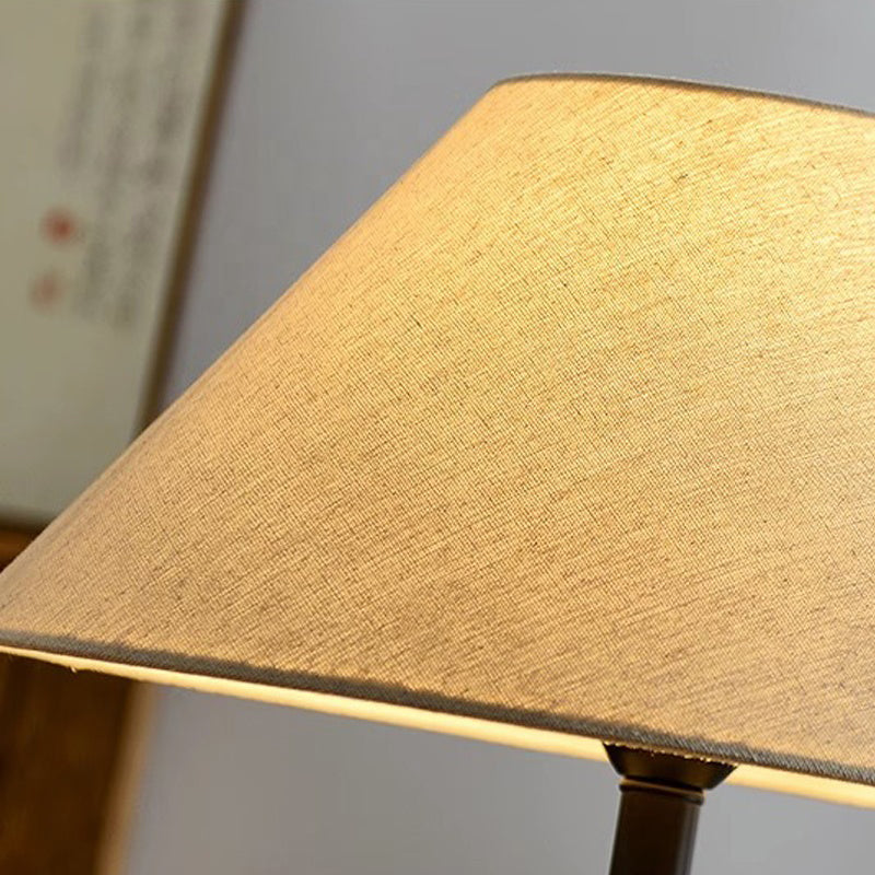 20.5'' Wabi Sabi Ceramic Table Light Geometric Shape Farmhouse Lamp Cone Fabric Shade
