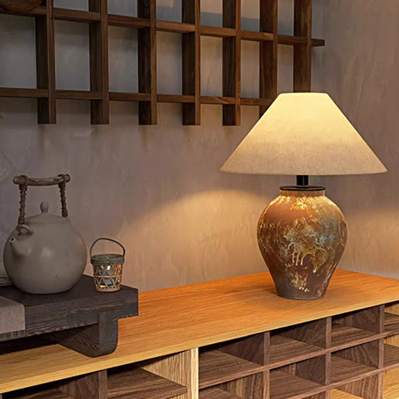 Oversized Ceramic Table Lamp Wabi Sabi Style Decorative Desk Lamp Bedroom Bedside Lamp