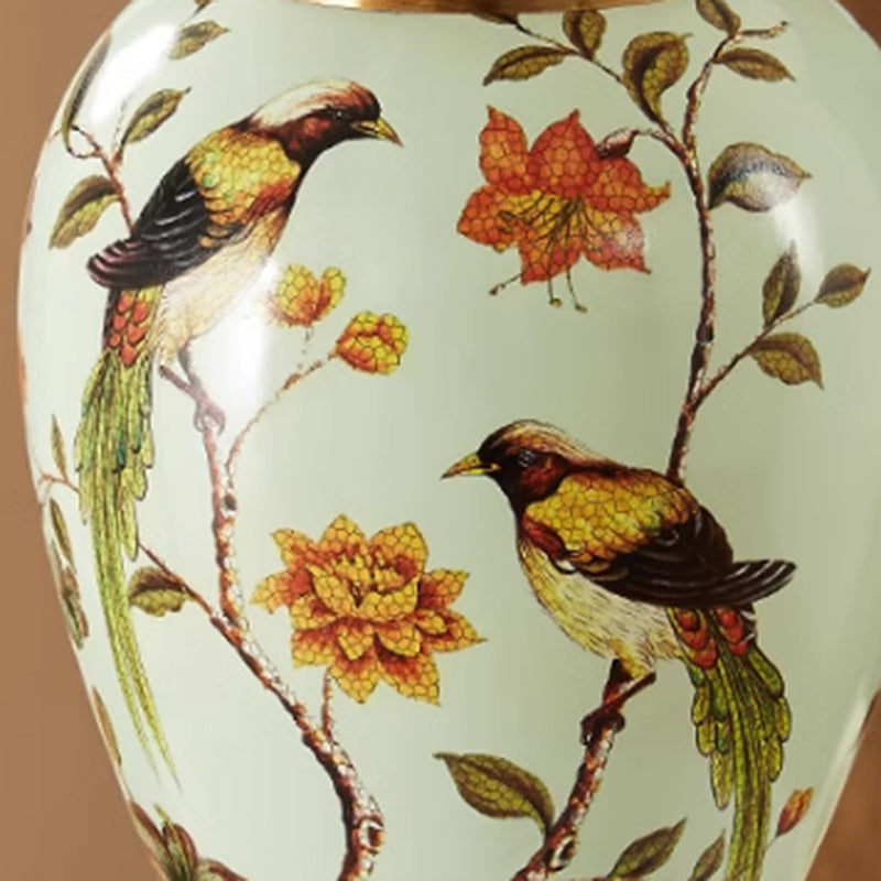 Country Flower&Bird Ceramic Desk Lamp Bedroom Living Room Sofa Lamp Pastoral Retro Bedside Lamp