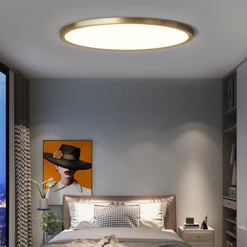 Brass Dia.30cm/40cm/50cm Ultra Thin Round Recessed LED Ceiling Light with Acrylic Lampshade
