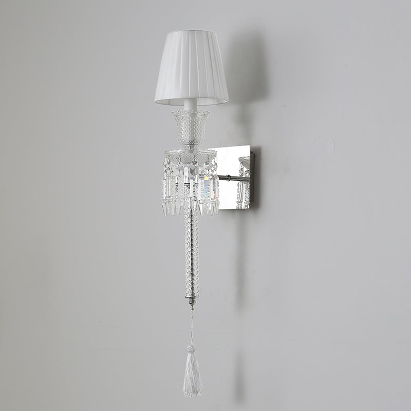 Designer Light Luxury Wall Lamp With White Fabric Lampshade