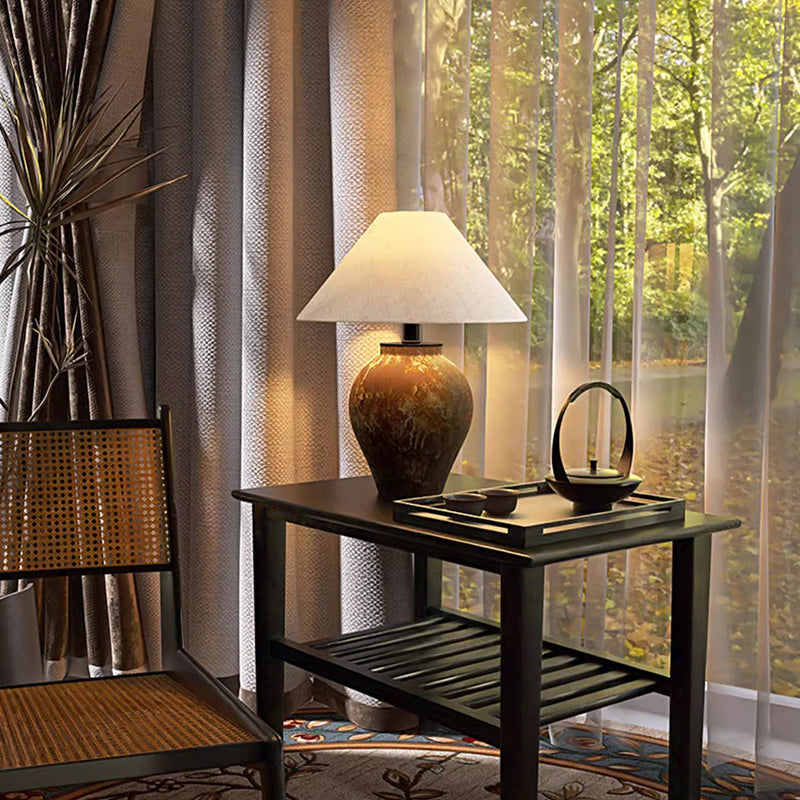 Oversized Ceramic Table Lamp Wabi Sabi Style Decorative Desk Lamp Bedroom Bedside Lamp
