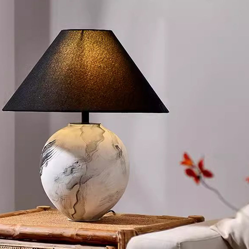 Vintage Homestay Hotel Living Room Bedroom Bedside Ink Painting Decorative Ceramic Table Lamp