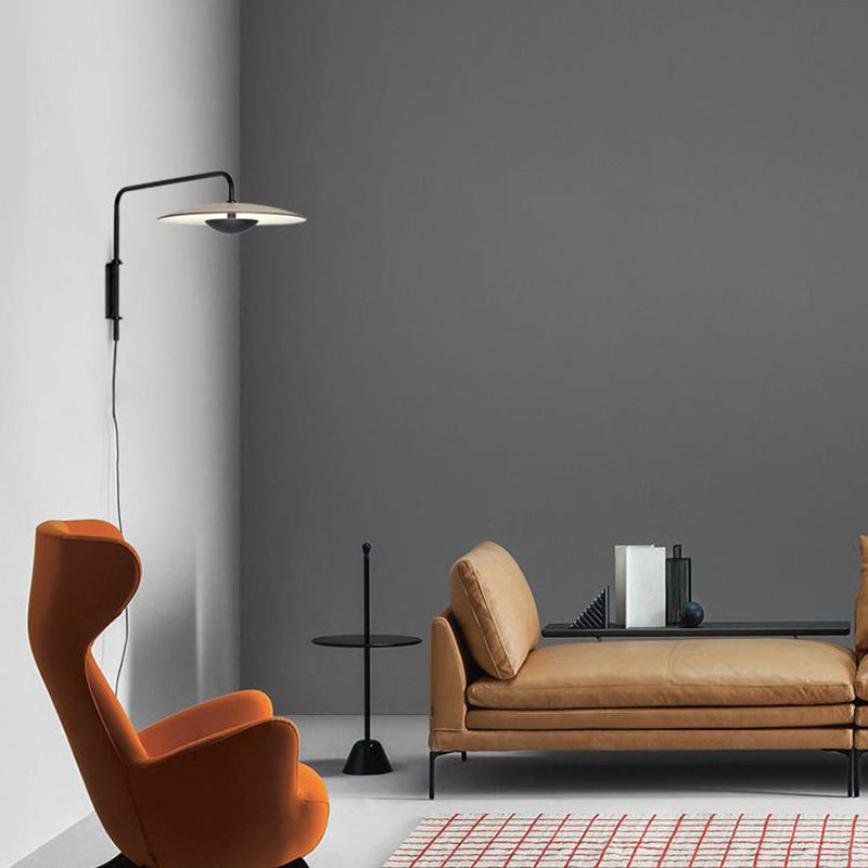 Nordic Simple Metal Wall Lamp Creative Living Room Wood Grain Art Bedside Bedroom Designer Model Room Wall Light