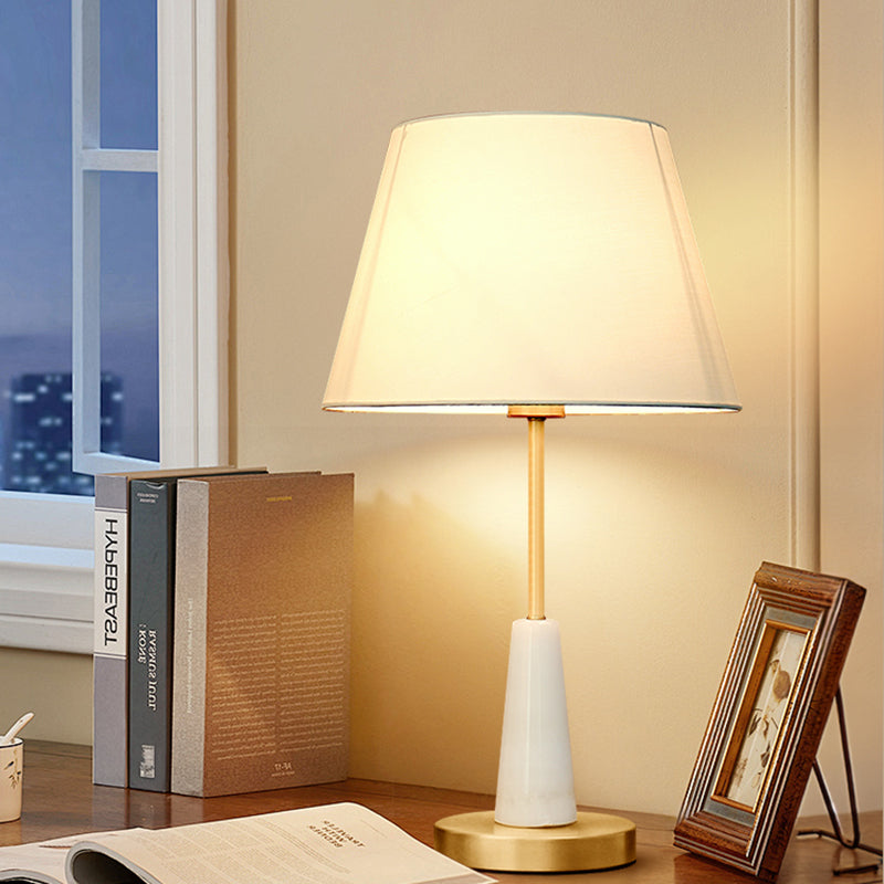 White Fabric Lampshade Brass Table Lamp LED E27 Modern Desk Lamp