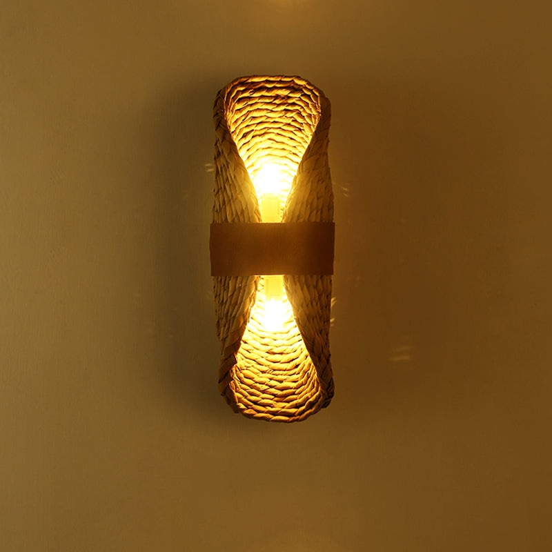 Tax Include Retro Wabi-Sabi Wall Light Ratta Weaving Wall Lamp
