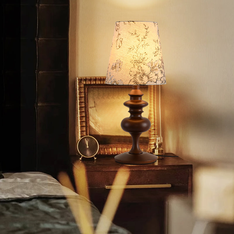 22.5" Residential Use Modern Timber Electrical Plug-in Standard Desk Lamp with Textured Textile Shade
