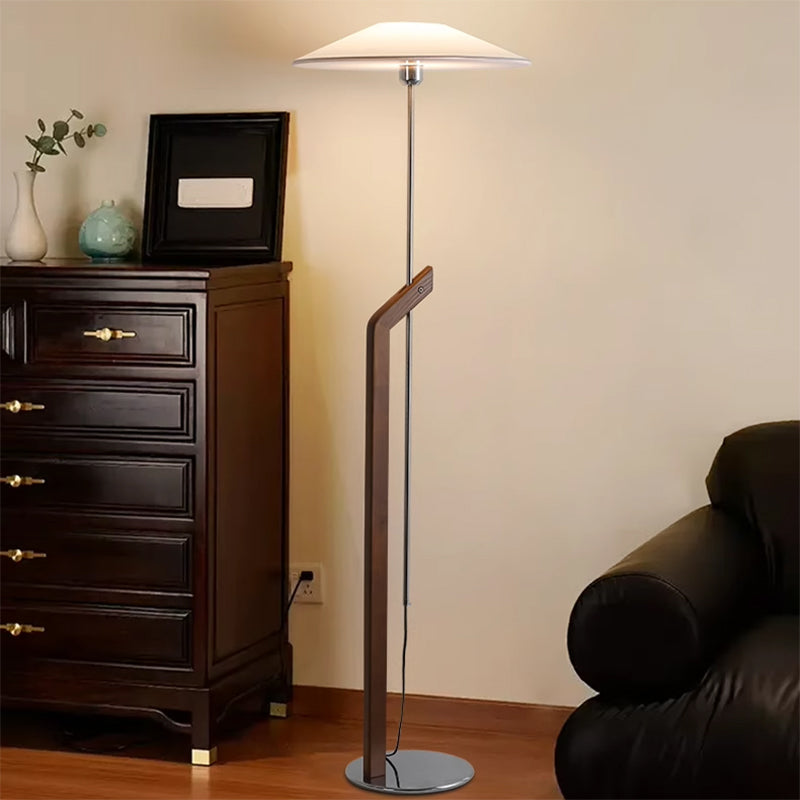 Designer 43"-78" Art Adjustable Wood Floor Lamp With Fabric Lampshade