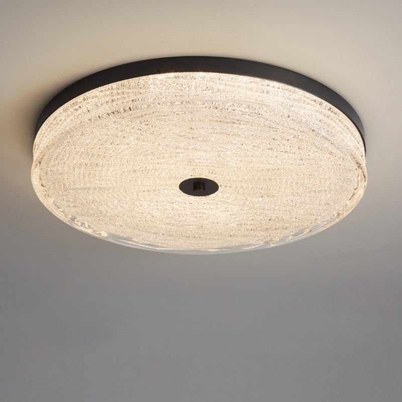 Light Luxury Dimmable Round Brass LED Ceiling Lamp Minimalist Lighting Fixture for Bedroom