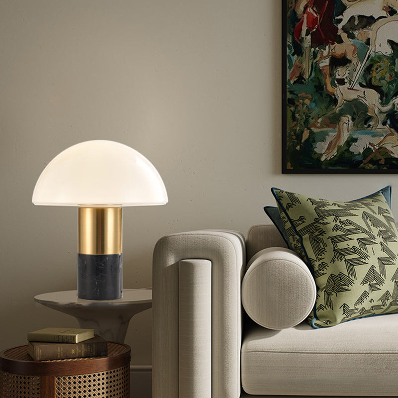 Natural Marble Desk Lamp Retro Glass Lampshade Bedroom Living Room Decorative Table Lamp