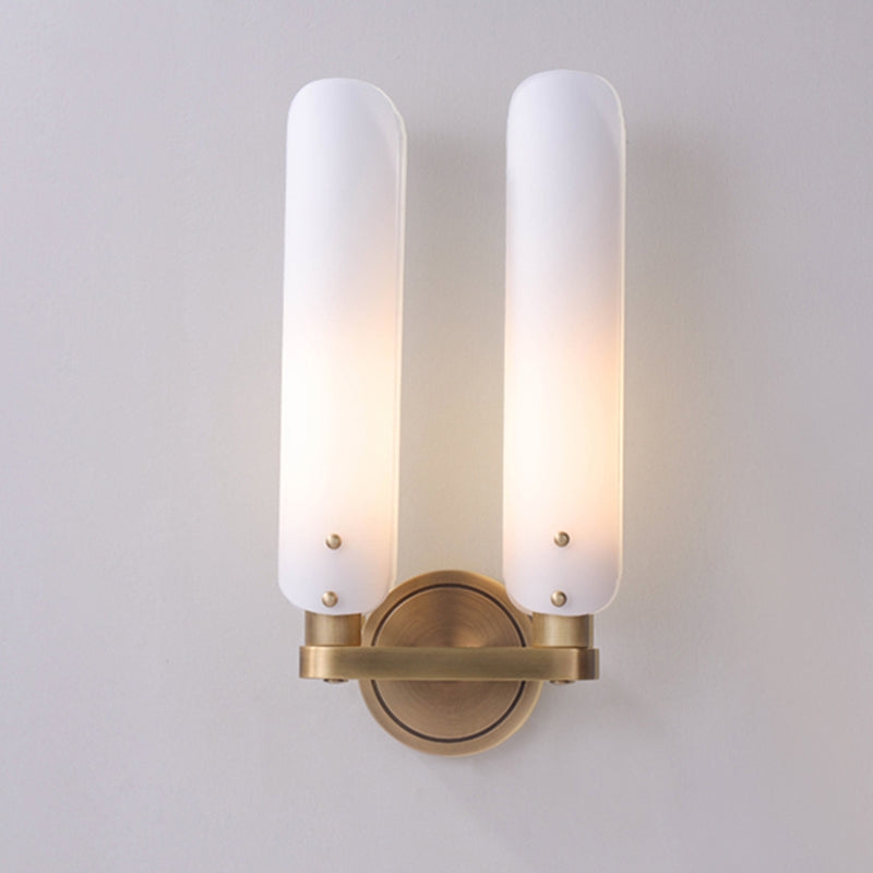 Vintage All Copper Wall Lamp With White Glass Lampshade for Bedroom Bedside Lights Living Room Aisle Indoor Light