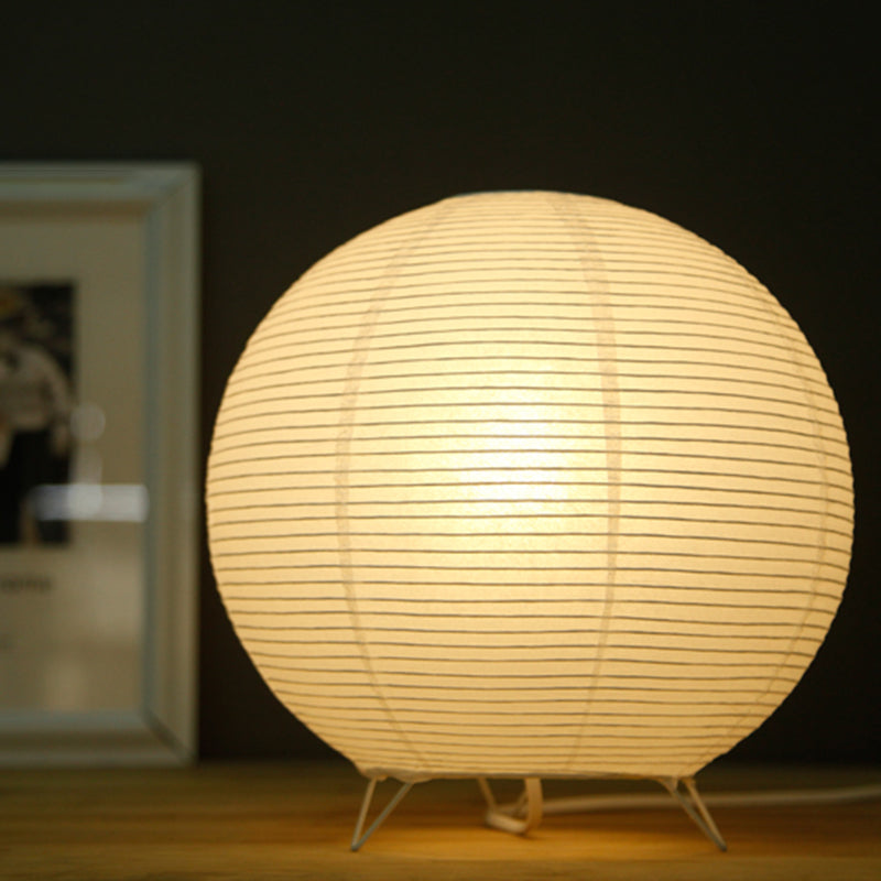 Nordic Simple Paper Lantern Table Lamp Japanese Style Living Room Bedroom LED Lighting