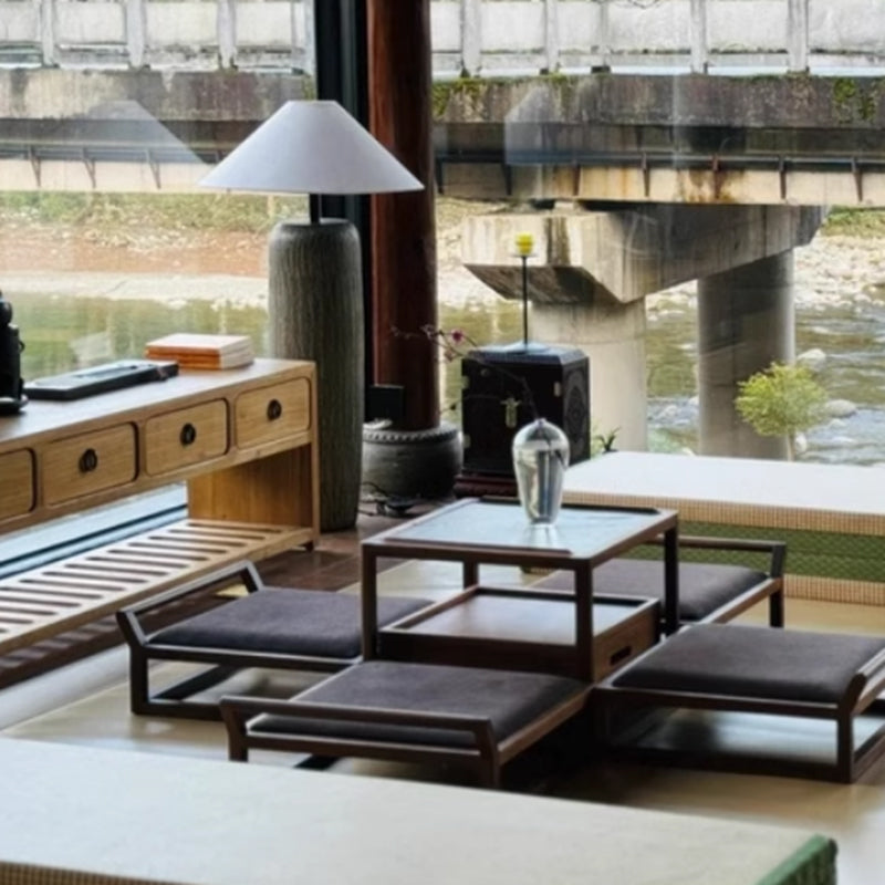 Wabi Sabi 31"/43" Column Ceramic Pot Floor Lamp With Beige Fabric Lampshade for Dropshipper