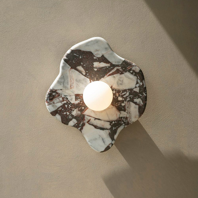 Tax Include Nature Pattern Marble Round Art Wall Lamp Black White Green
