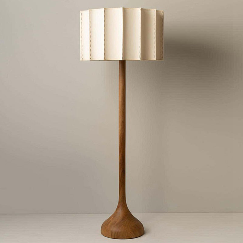Tax Include Solid Wood Floor Lamp with Fabric Polygon Lampshade