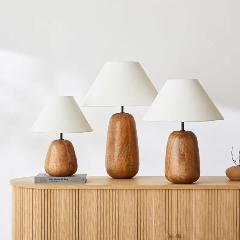 Nordic Wood Table Lamp Cloth Lampshade Table Lights for Living Room Bedroom Fixture