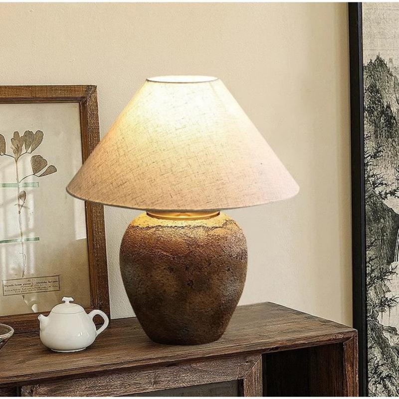 Wabi Sabi Lamp Bedroom Bedside Lamp Ceramic Pot Retro Homestayers Japanese Living Room