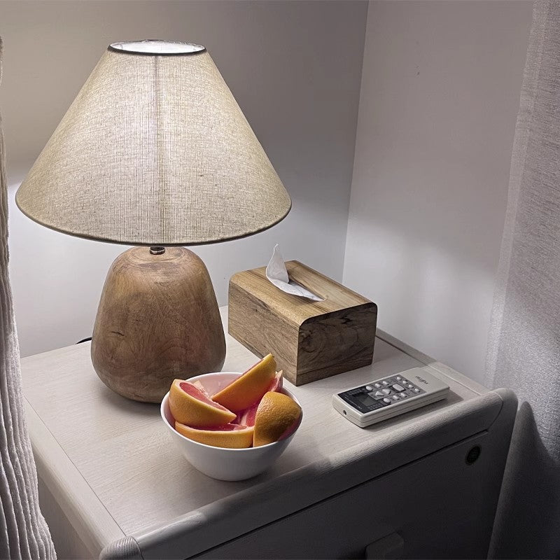 Nordic Wood Table Lamp Cloth Lampshade Table Lights for Living Room Bedroom Fixture