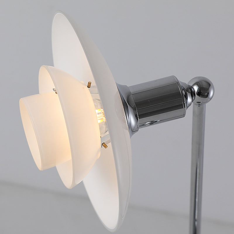 Novelty Swing Arm Adjustable Metal Table Lamp With Glass Lampshade