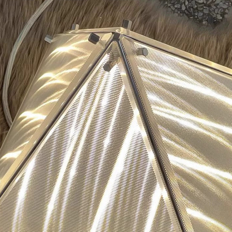 New Pyramid Bedroom Bedside Table Lamp Stainless Steel Glass Decor Desk Light Pagoda Shape Light Shadow Reading Lamp
