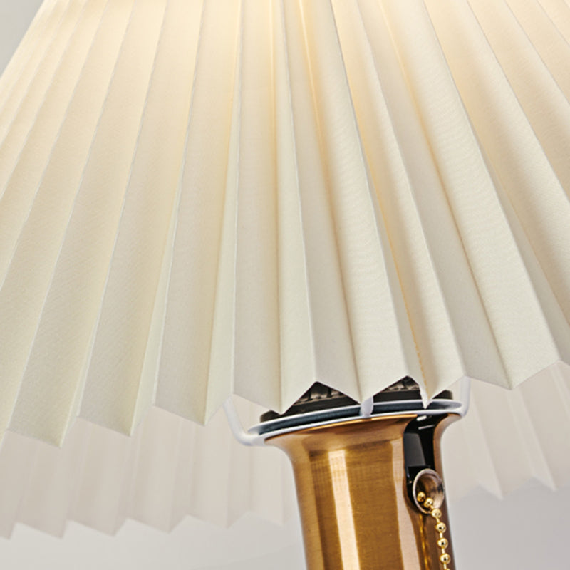 Contemporary Residential Use Timber Electrical Plug-in Bedside Lamp with Surrounding TC Fabric Shade, 17.5"