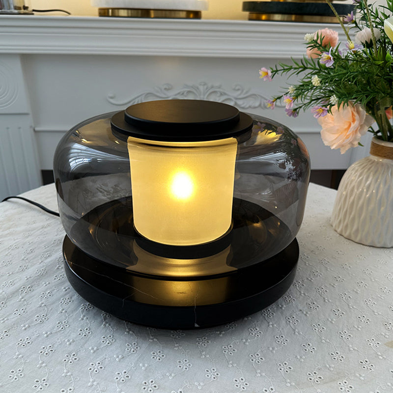 Modern Luxury Marble Table Lamp With Glass Lampshade