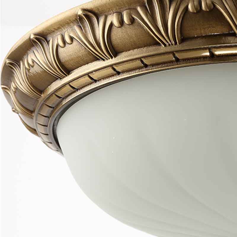 Vintage Luxury Dia.19"/15"/11" Round Brass LED Ceiling Light with Milk White Glass Lampshade