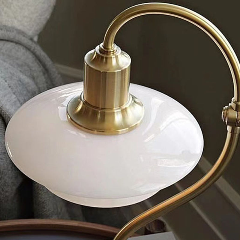 Modern Adjustable Electroplate Metal Table Lamp With White Glass Lampshade