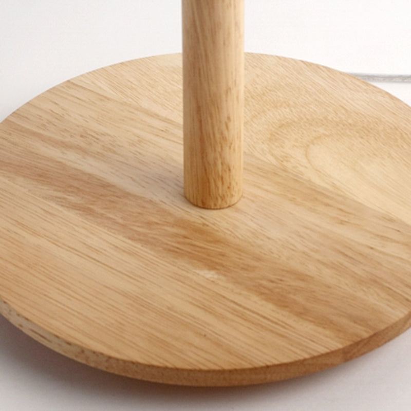 Simplistic 17.5"/16" Height Outlet-powered Standard Table Lamp in Wood with Textile Lampshade