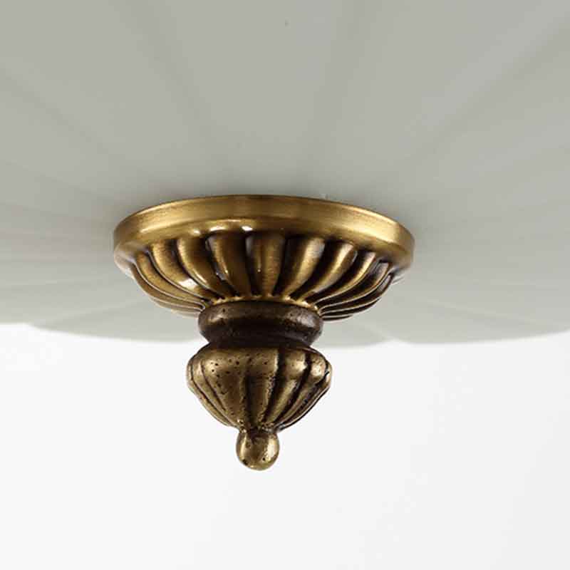 Vintage Luxury Dia.19"/15"/11" Round Brass LED Ceiling Light with Milk White Glass Lampshade