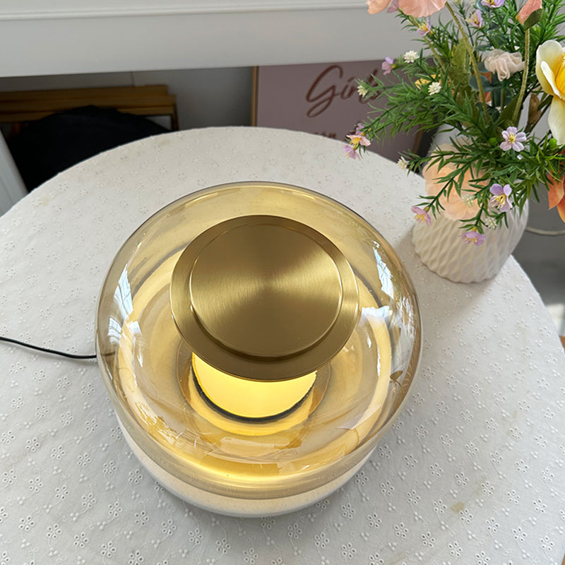 Modern Luxury Marble Table Lamp With Glass Lampshade