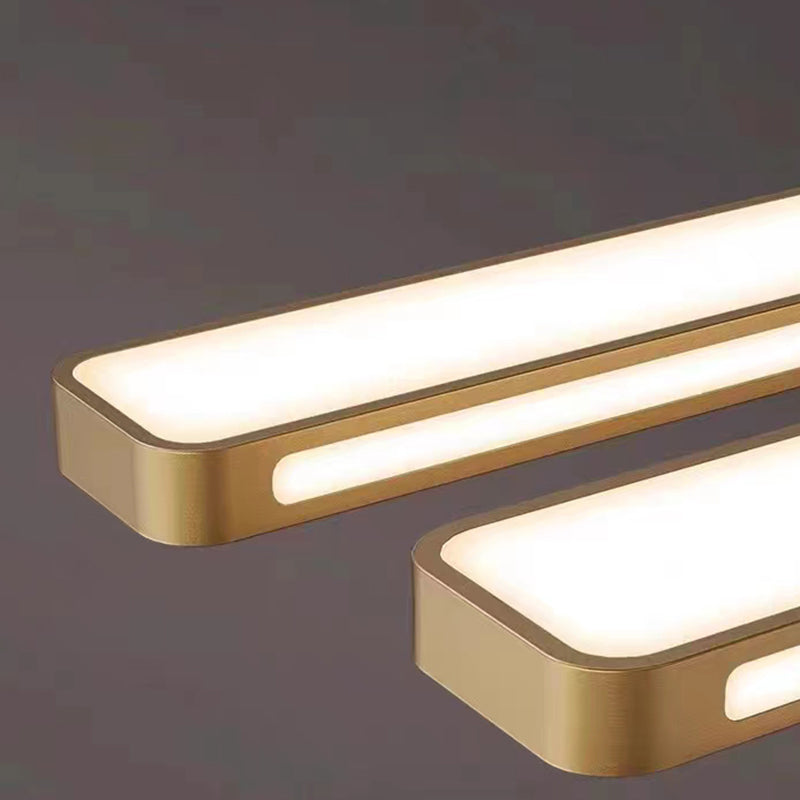 American 39"/23" Long Strip LED Brass Recessed Ceiling Light Sqaure Acrylic Lampshade