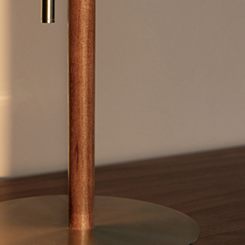 Traditional Solid Wood Table Lamp With White Glass Lampshade